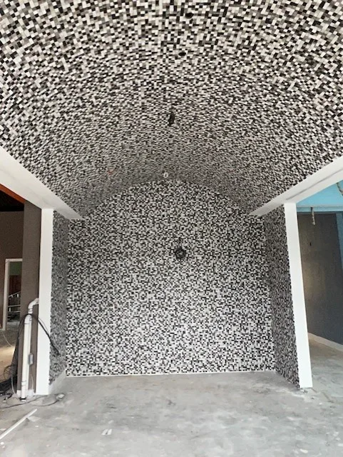 Mosaic tile feature wall installation